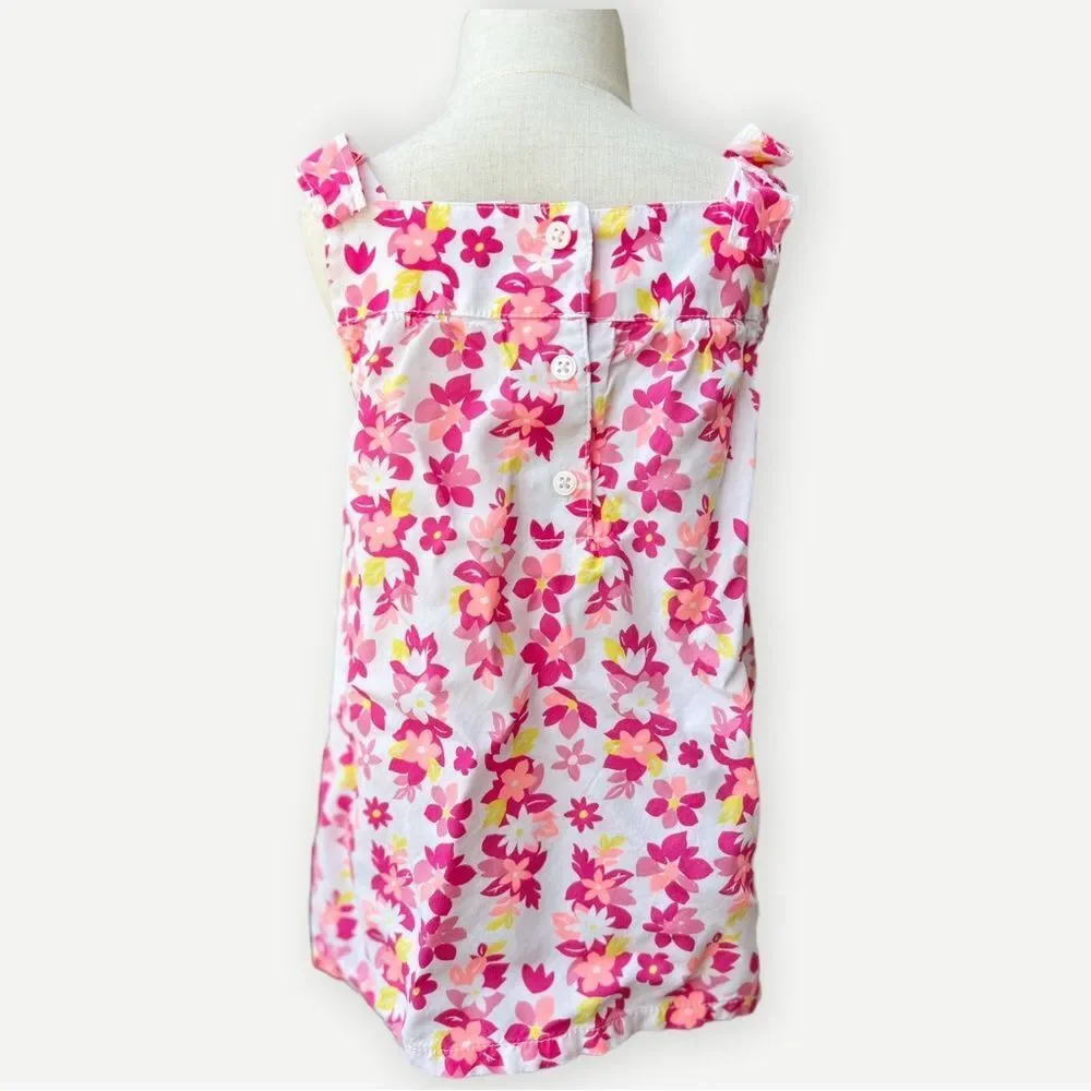 Carter’s Girls Toddler Kids Bow Shoulder Pink Floral Sleeveless Tank Top. 4. 4T.